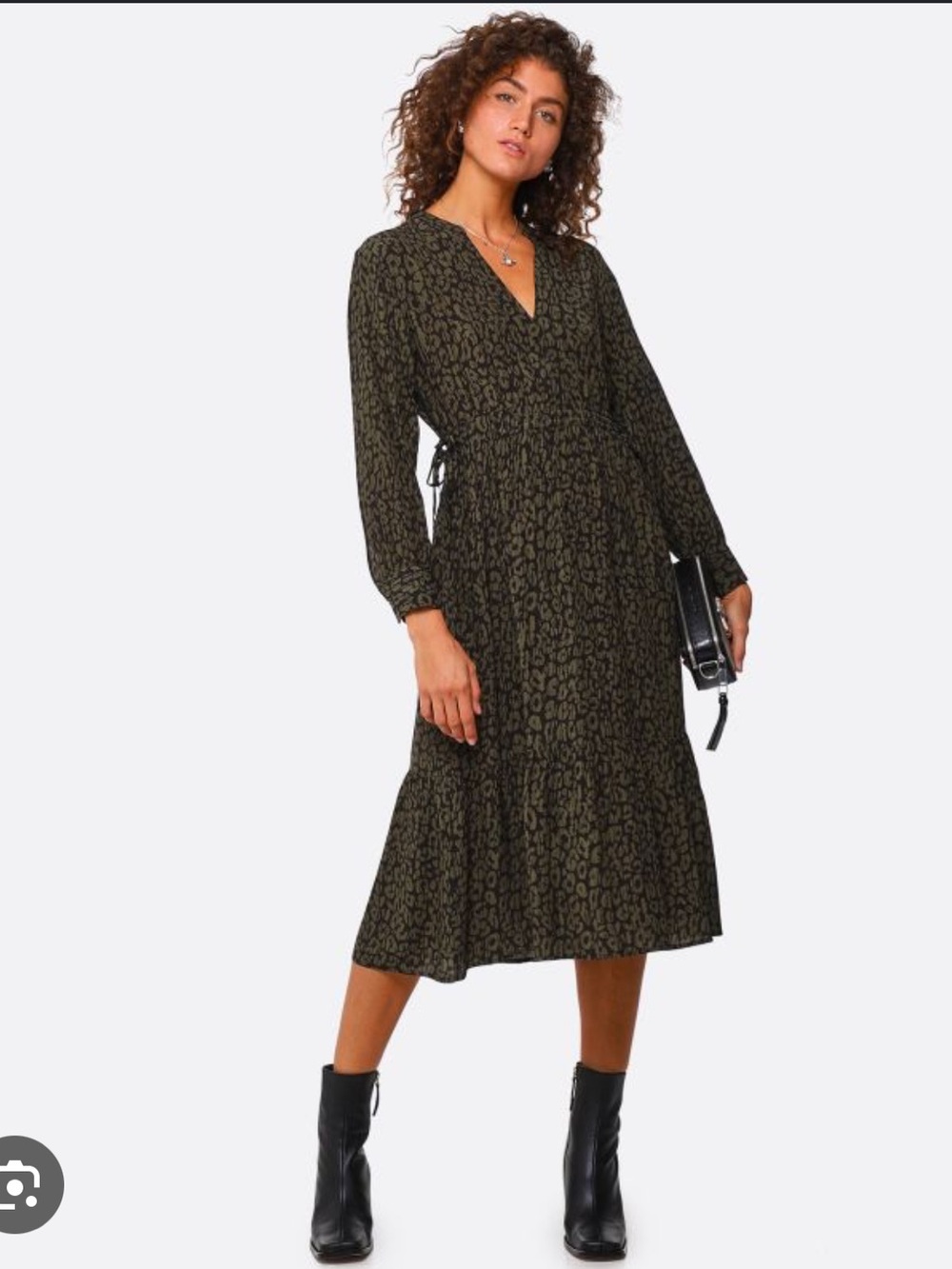 Rails Black Long-Sleeve Button-Front Midi Dress